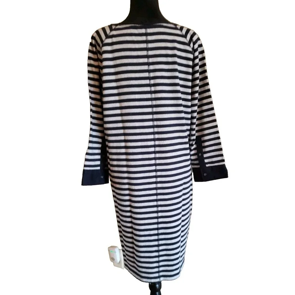 Gap XL Blue Gray Striped Cotton Raglan Shirt Dress Large 3/4 Sleeves NWT - Picture 2 of 10